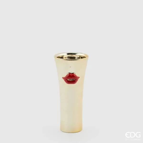 Vase Kiss EDG Enzo De Gasperi Concave H21 D9 Rouge Or