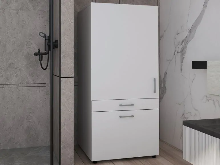 Armoire buanderie WASHING 1 porte 2 tiroirs blanc