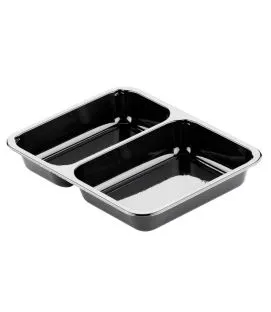 Barquette à 2 compartiments rectangulaire noir 22,5x17,5x3,5 cm 88,5 cl Duni (250 pièces)