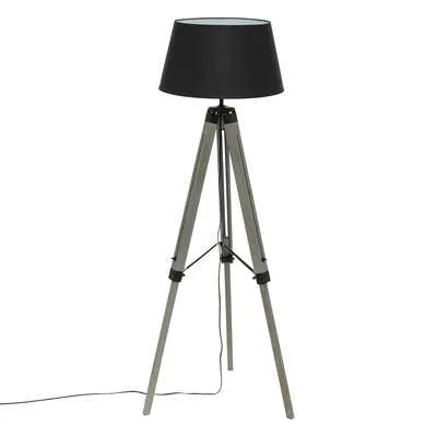 Lampadaire trépied Runo haut 145 cm bois noir X4