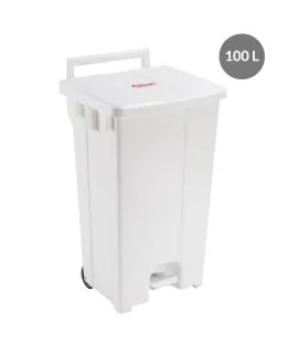 Conteneur à pédale plastique 100 L blanc Gilac