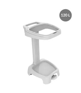 Support sac poubelle sans couvercle plastique 120 L blanc Gilac
