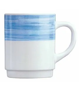 Mug rond bleu verre opal 25 cl Ø 7,2 cm Brush Arcoroc