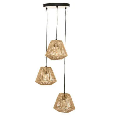 Suspensions 3 lampes Jily diam 20 cm corde naturel X2