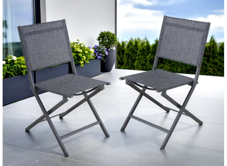 2 Chaises de jardin pliante Censo structure aluminium - Jardideco