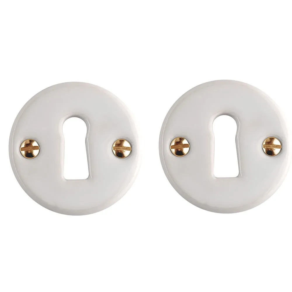 2 Rosaces de fonction rondes pour clé - Porcelaine de Limoges