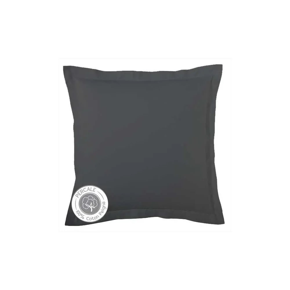 2 taies d'oreiller percale anthracite Tradilinge - 65x65cm