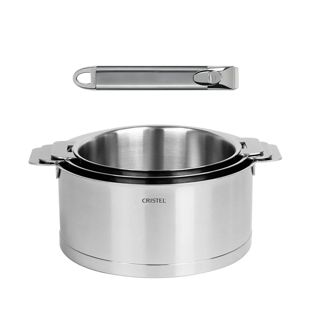 Série de 3 Casseroles STRATE poignée ZENITH amovible OFFERTE - CRISTEL