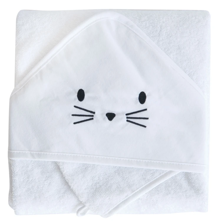 Set sortie de bain et gant lapin