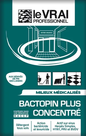Le vrai professionnel bactopin plus concentré pour les milieux médicalisés - Dosettes 250 X 20ml