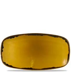 Assiette coupe plate rectangulaire jaune porcelaine vitrifiée 35,5x18,9 cm Harvest Dudson