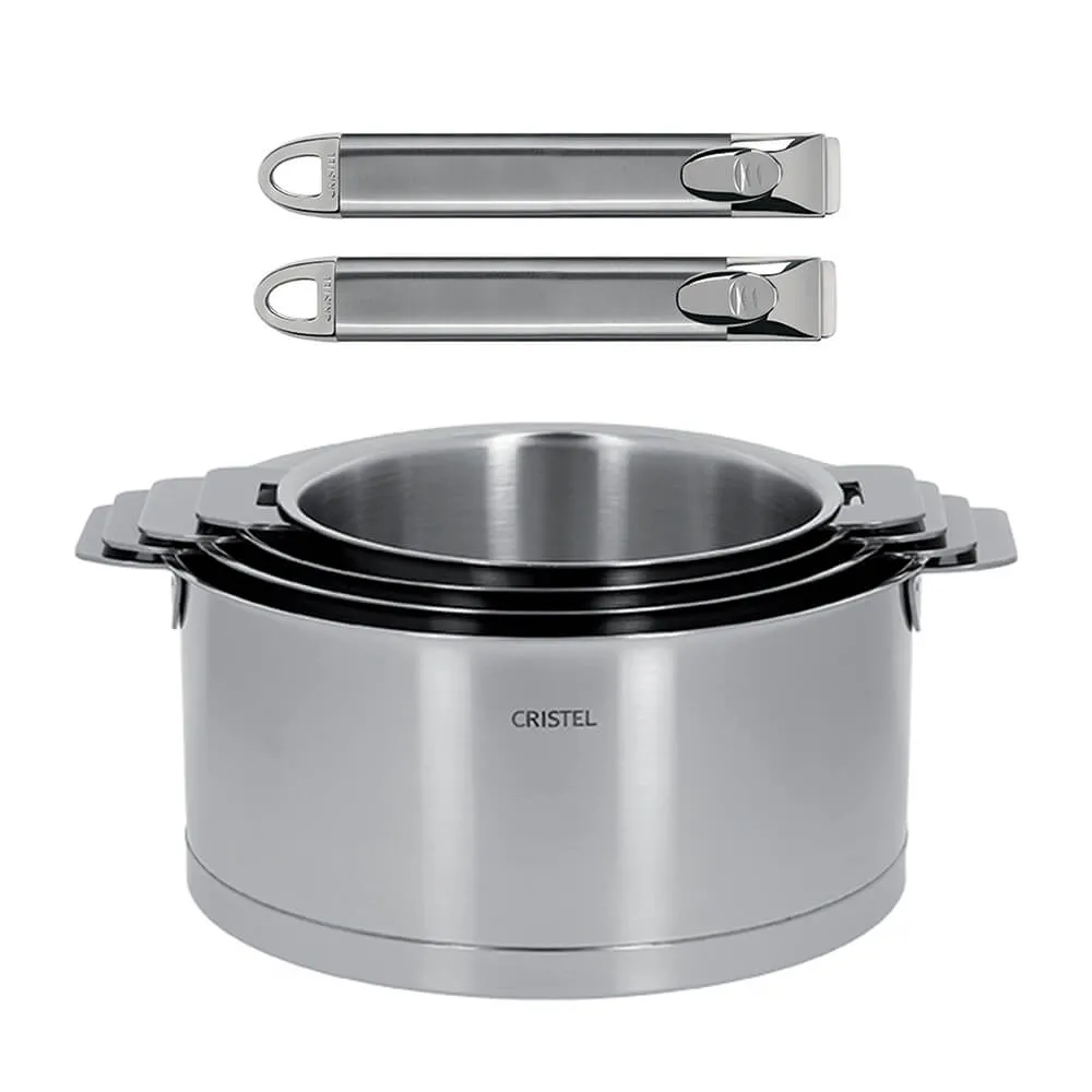 Série de 4 Casseroles STRATE + 2 poignées ZENITH amovibles OFFERTES - CRISTEL