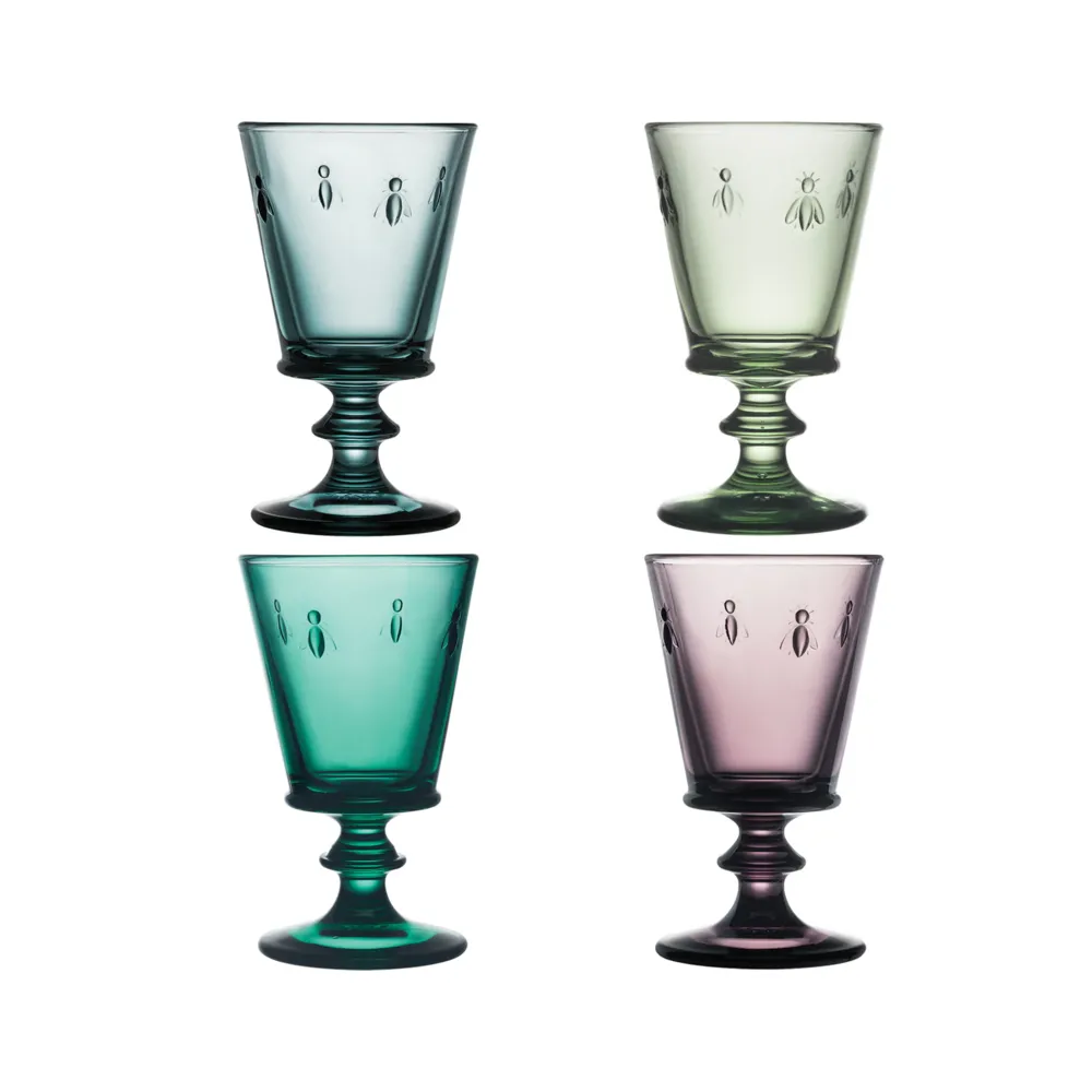 4 verres à vin Abeille La Rochère set de 4 coloris assortis
