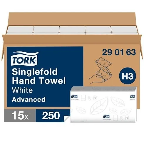 Tork Essuie-Mains pliés en V Advanced CARTON DE 3750 FEUILLES H3