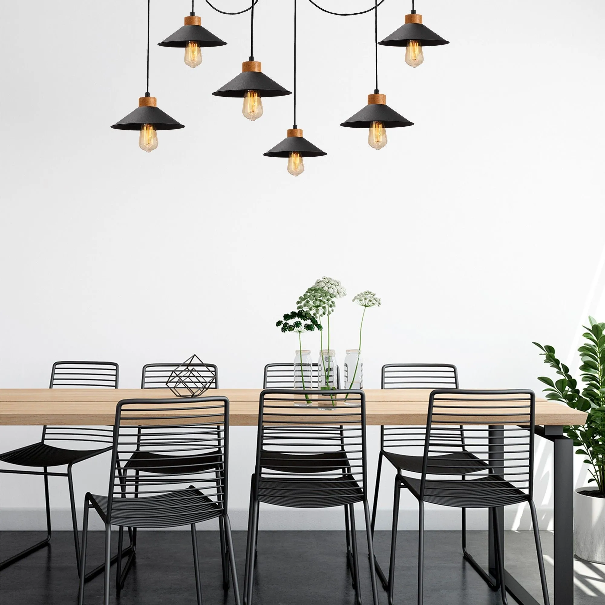 Lustre Noor - 144 cm de diamètre - hauteur réglable - noir