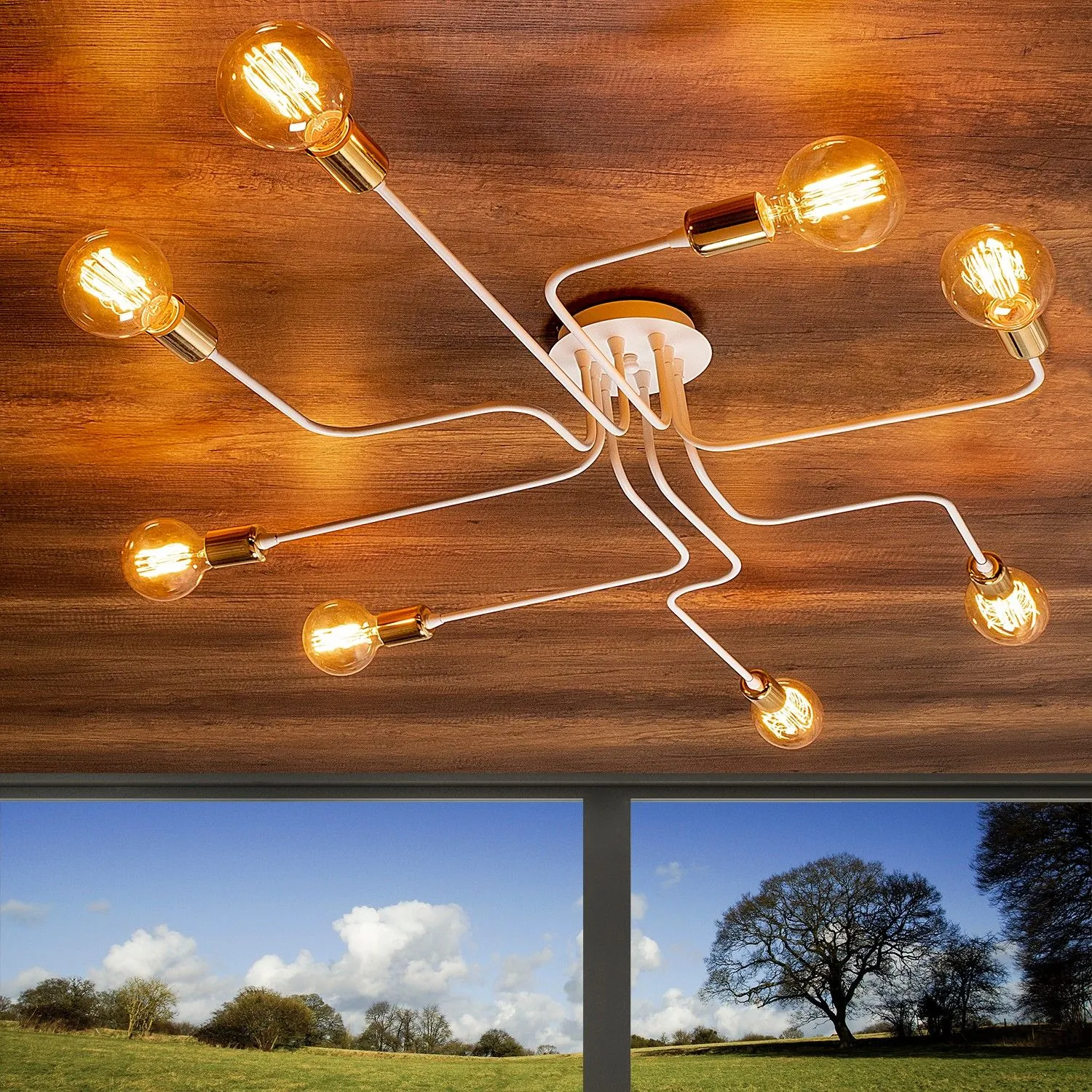 Truva Lustre | CORPS EN FER | Blanc