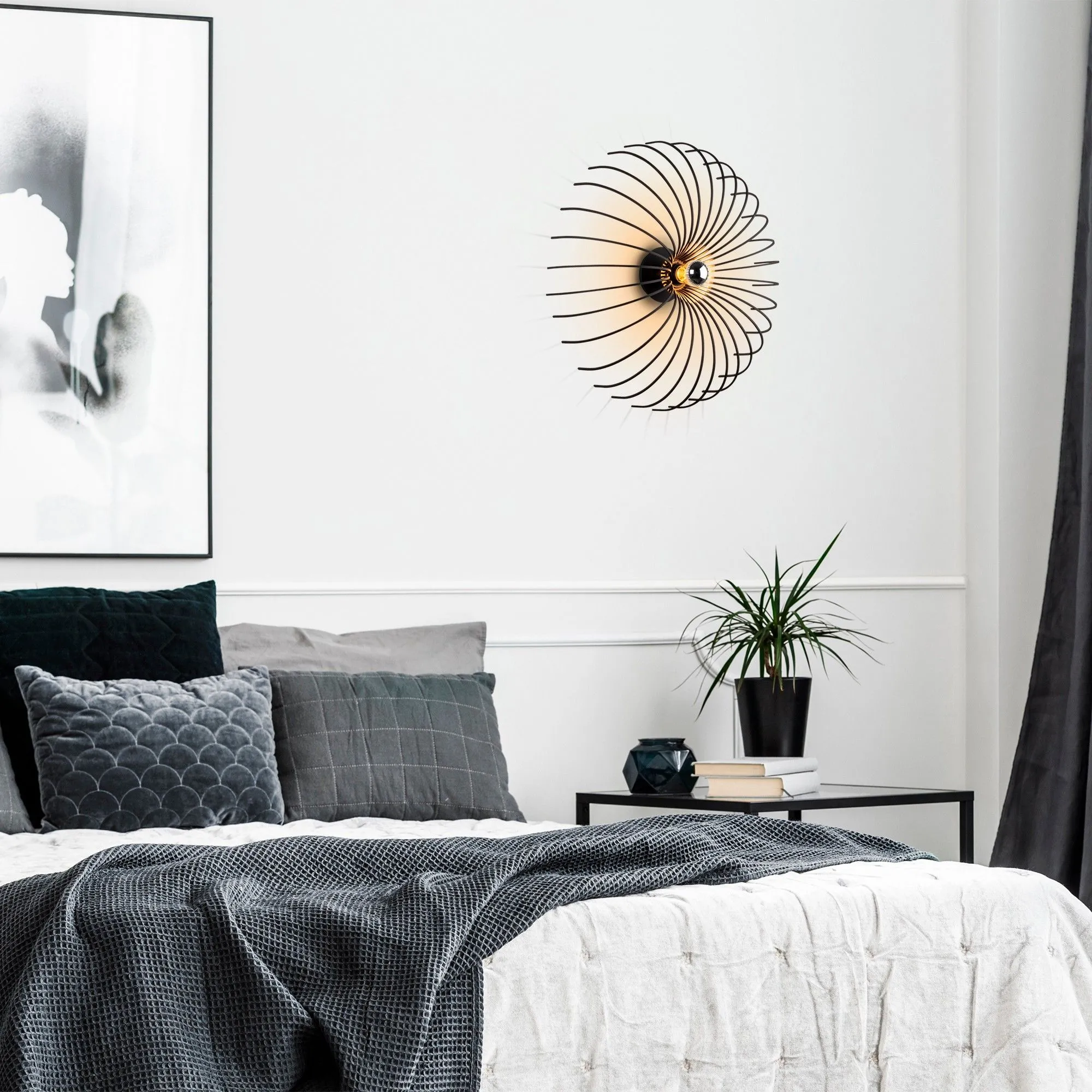 Lampe murale Noor | 16x56 cm | Corps en métal | Noir