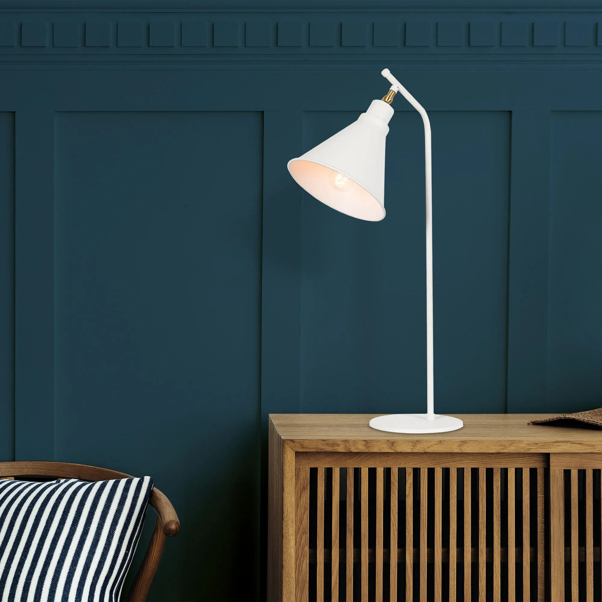 Lampe de table en métal élégante et contemporaine | 28 cm de diamètre | 50 cm de hauteur | Blanc