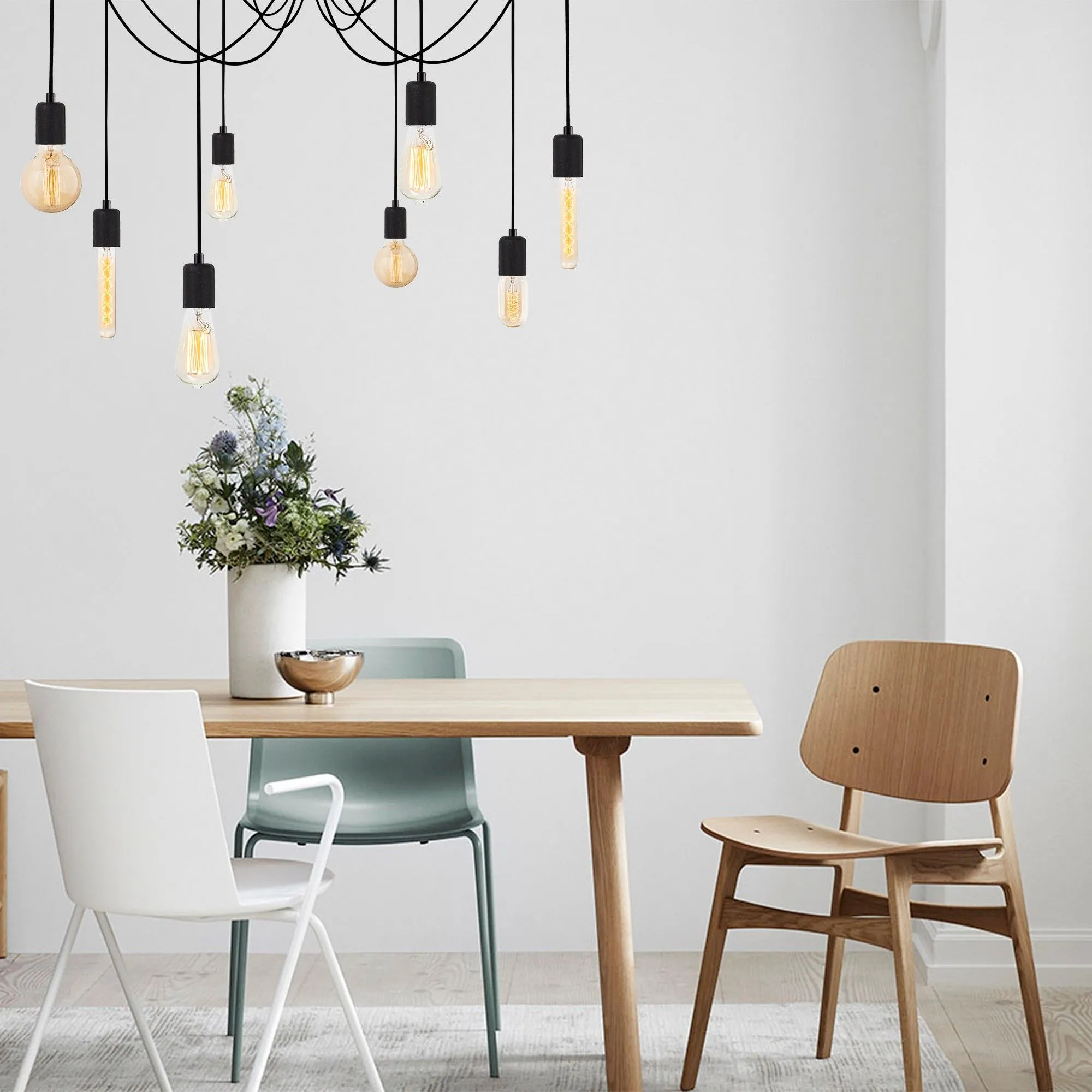 Nitid Chandelier | Métal noir | Hauteur réglable