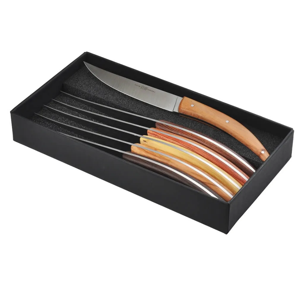 Coffret de 6 couteaux Styl'Ver Brasserie Bois Assortis - GOYON-CHAZEAU