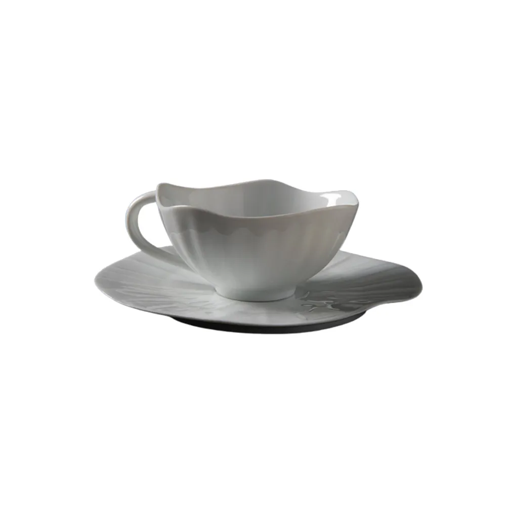 6 tasses et soucoupes Lotus Jacques Pergay - 2 tailles