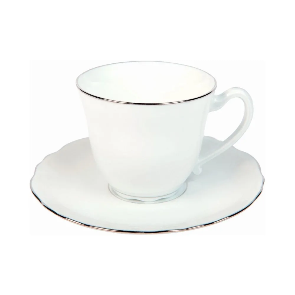 6 tasses soucoupes Colbert Platine Deshoulières - 2 contenances
