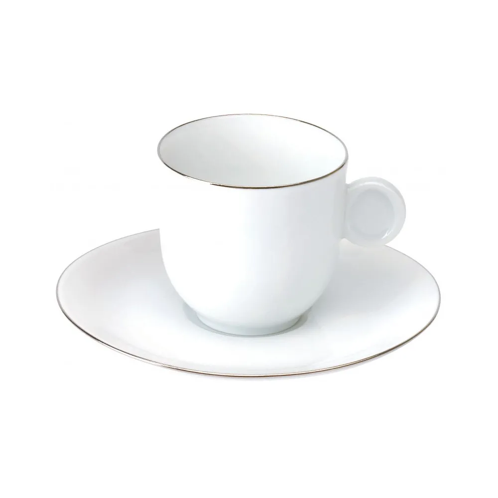 6 tasses soucoupes Galet Platine Deshoulières - 2 contenances