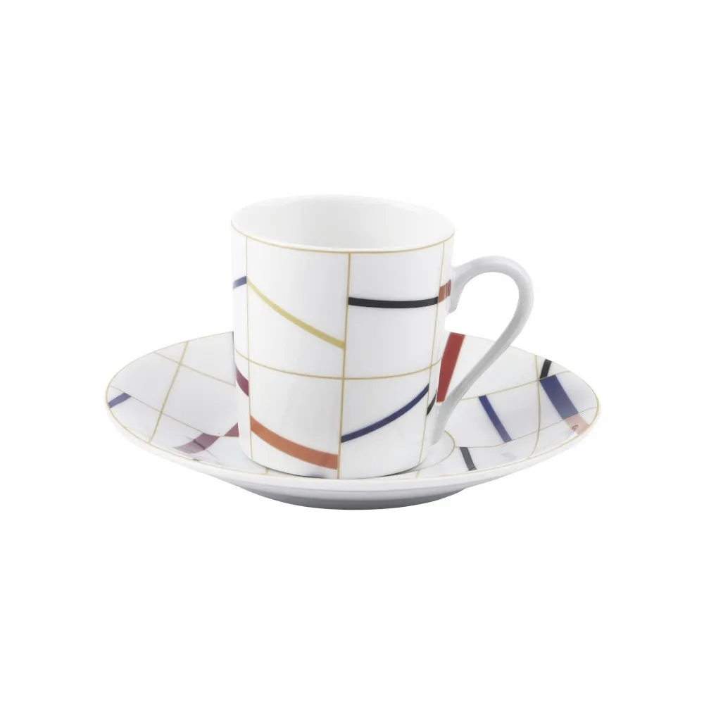 6 tasses soucoupes Graphique Deshoulières - 2 contenances