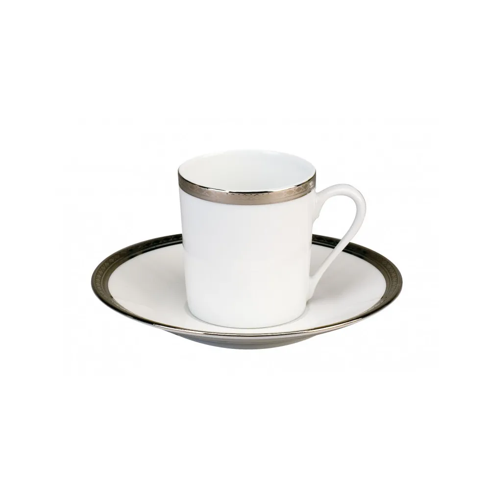6 tasses soucoupes Versailles platine Deshoulières - 4 contenances