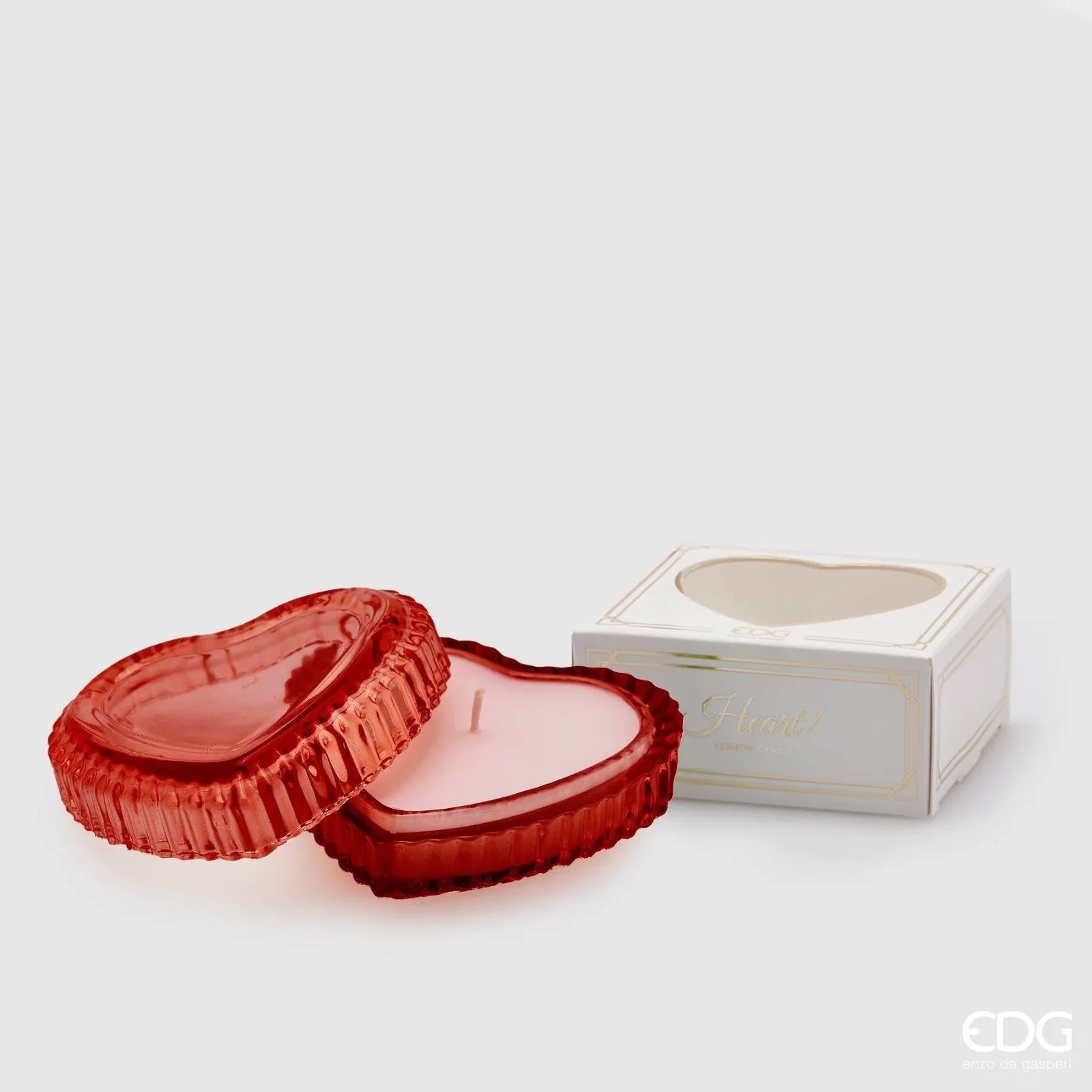Bougie EDG Enzo De Gasperi Coffre au trésor en forme de cœur H4 D8 Rou