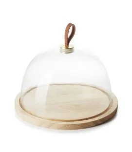 Cloche avec socle bois verre Ø 30,5 cm 25 cm Revol