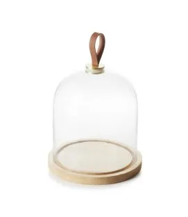Cloche avec socle bois verre Ø 20 cm 24 cm Revol