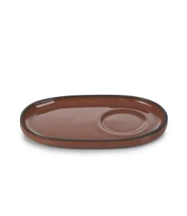Sous tasse à espresso ovale rouge porcelaine culinaire 13,5 cm Caractère Revol