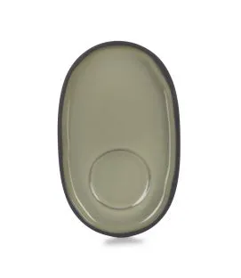 Sous-tasse à expresso ovale vert porcelaine culinaire 13,5 cm Caractère Revol