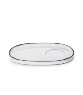 Sous tasse à thé ovale blanc porcelaine culinaire 18 cm Caractère Revol