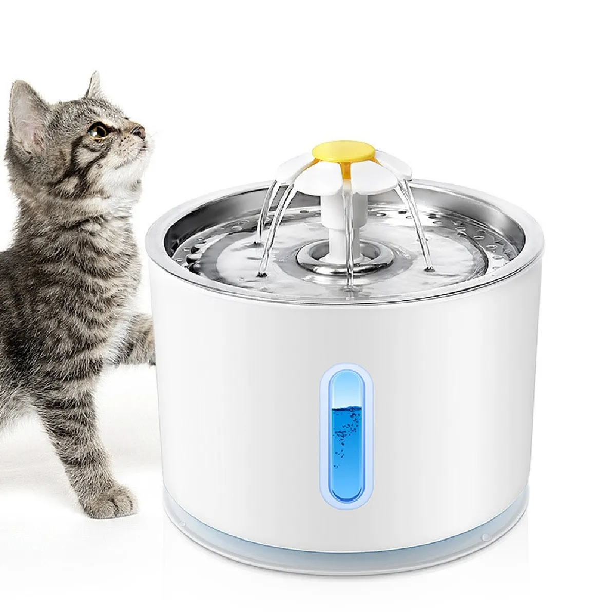 Distributeur d'eau silencieux pour chats et chiens - Design en acier inoxydable