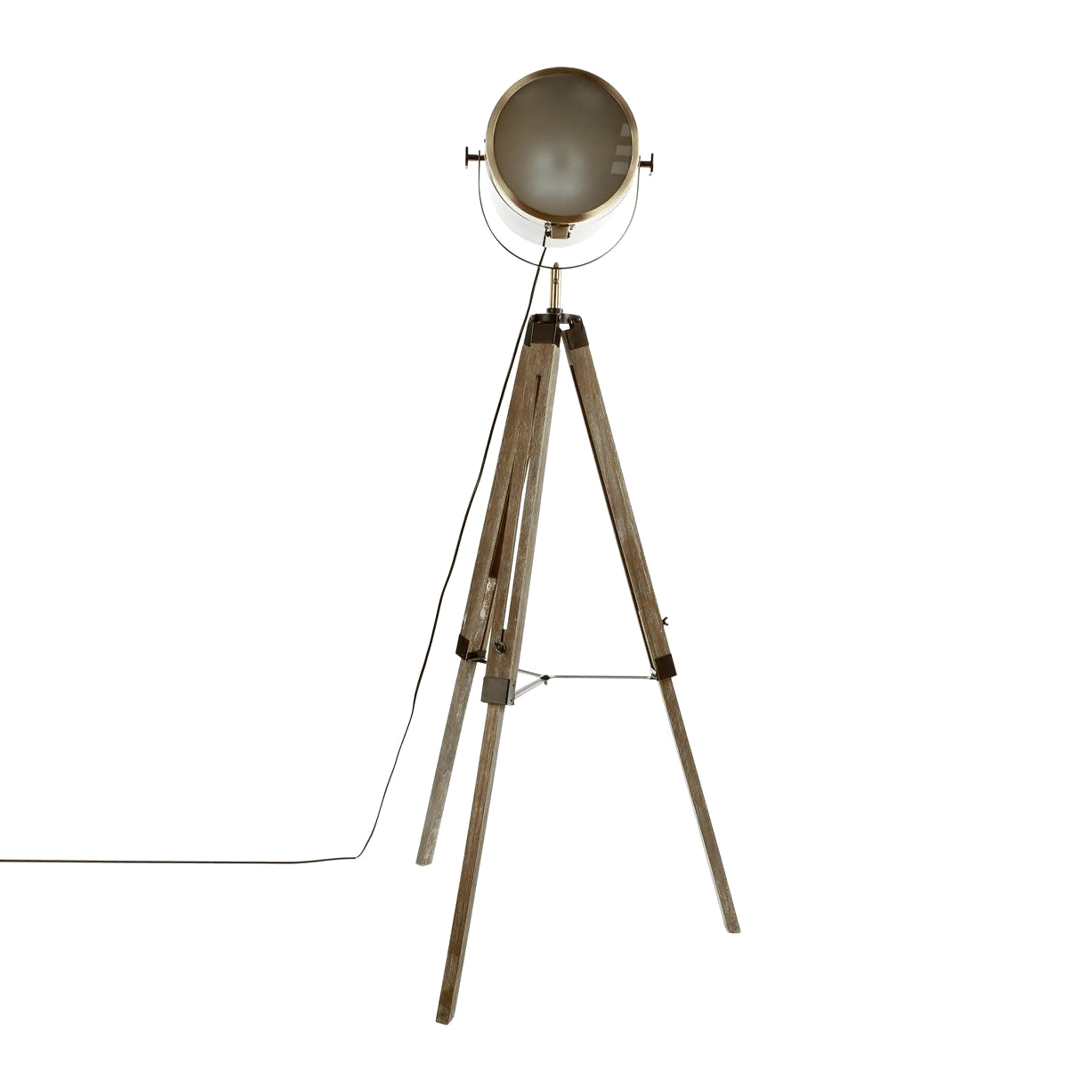 Atmosphera Lampadaire PROJECTEUR or et bois 150 x 25 cm - 4MURS