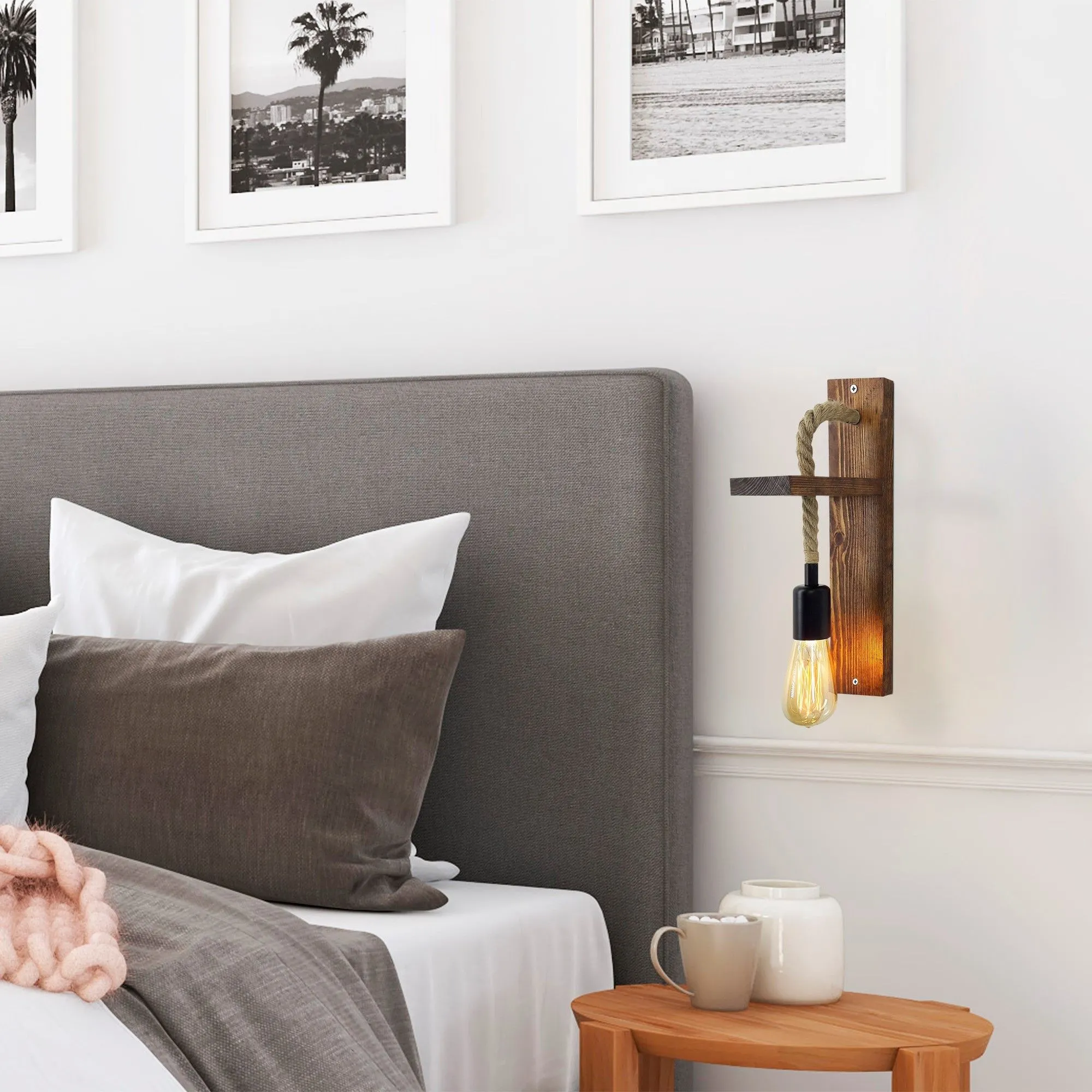 Lustro Lampe murale en pin massif | Fait à la main | IP20 | Noyer