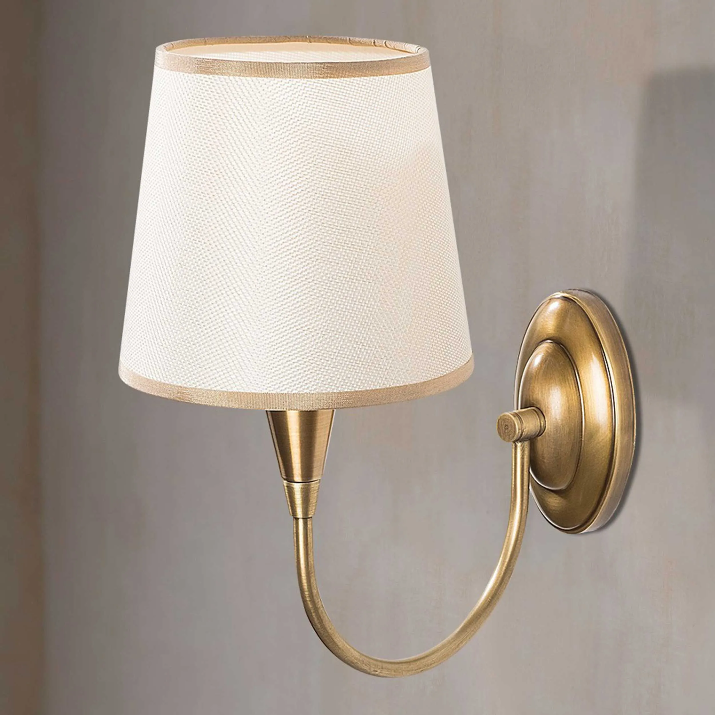 Opviq Lampe murale | Corps en métal | Capuchon en tissu | Couleur antique