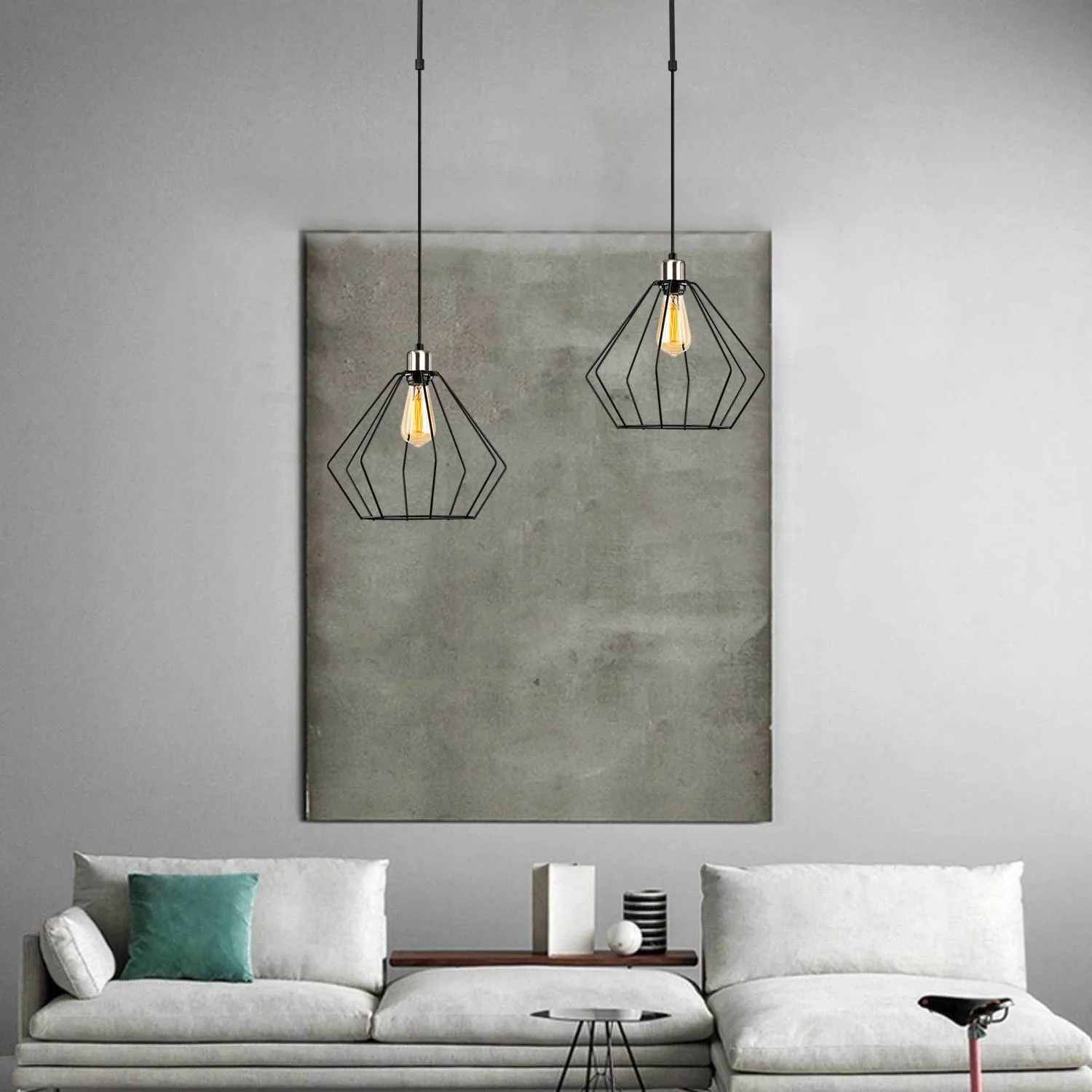 Opviq Lustre | CORPS METALLIQUE | Hauteur réglable | Noir