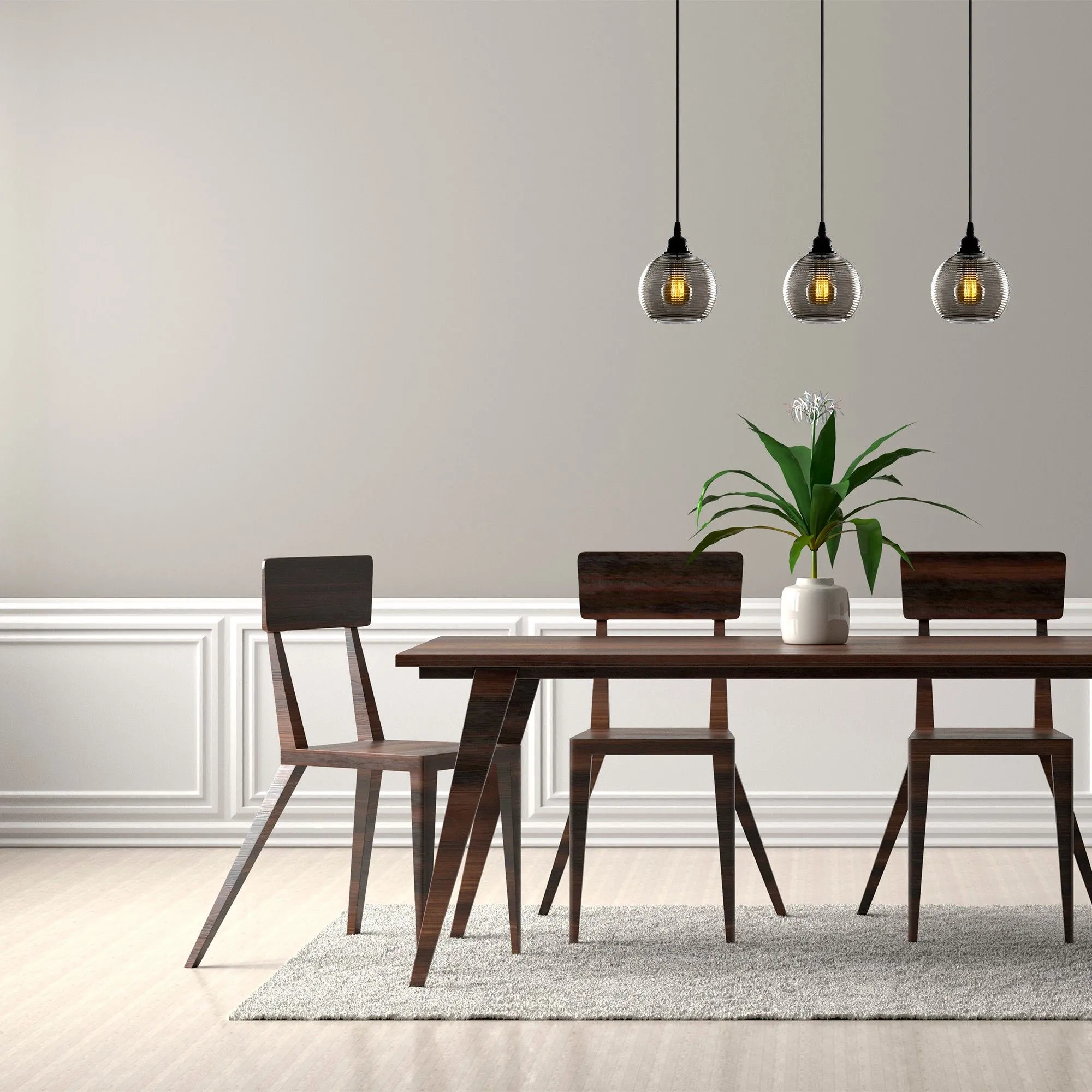 Opviq Lustre à chapeau de verre | Corps en métal | 65x65cm | Hauteur réglable | Couleur fumée