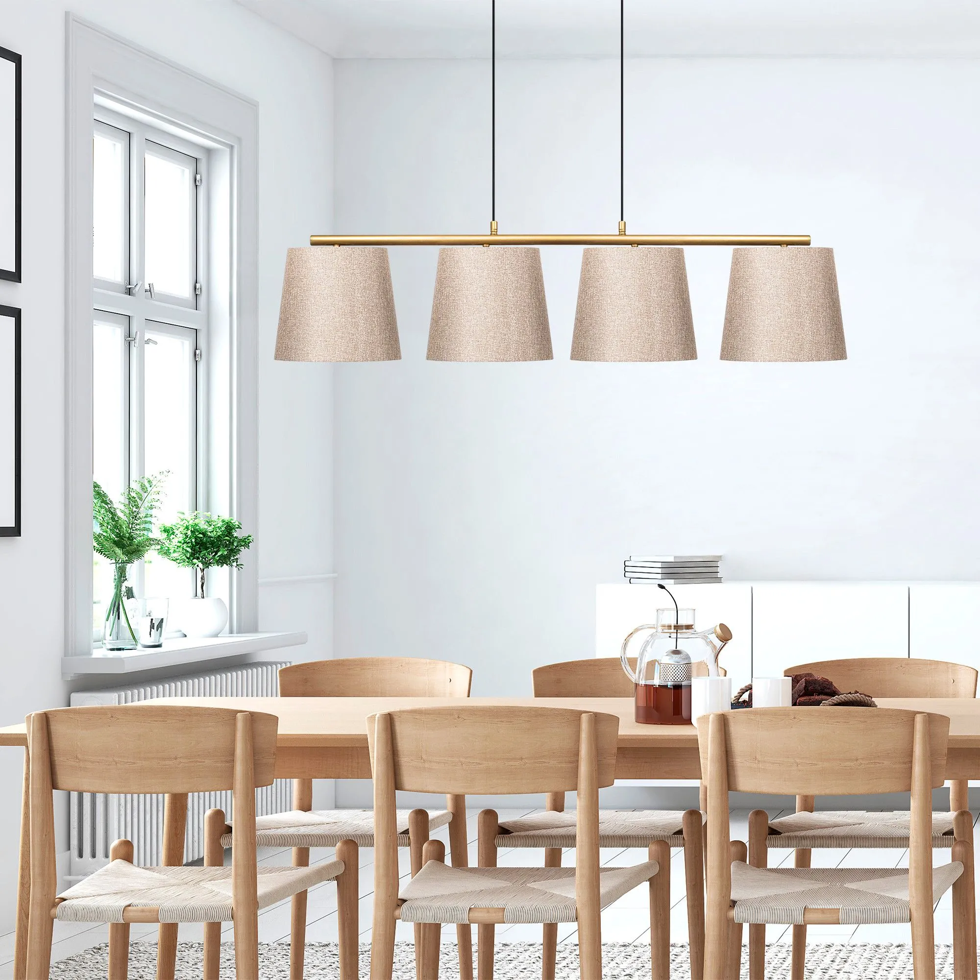 Lustre Fulgor | Or brillant | Corps en métal | 148x25 cm | IP20