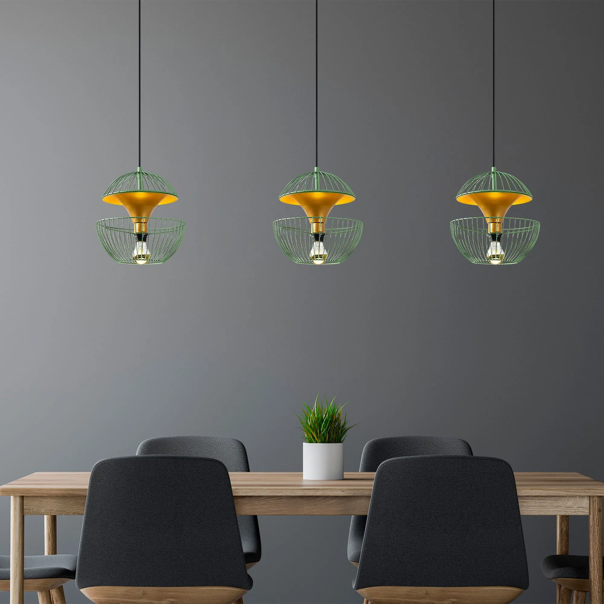 Lustre Fulgor en métal | Hauteur réglable | Vert