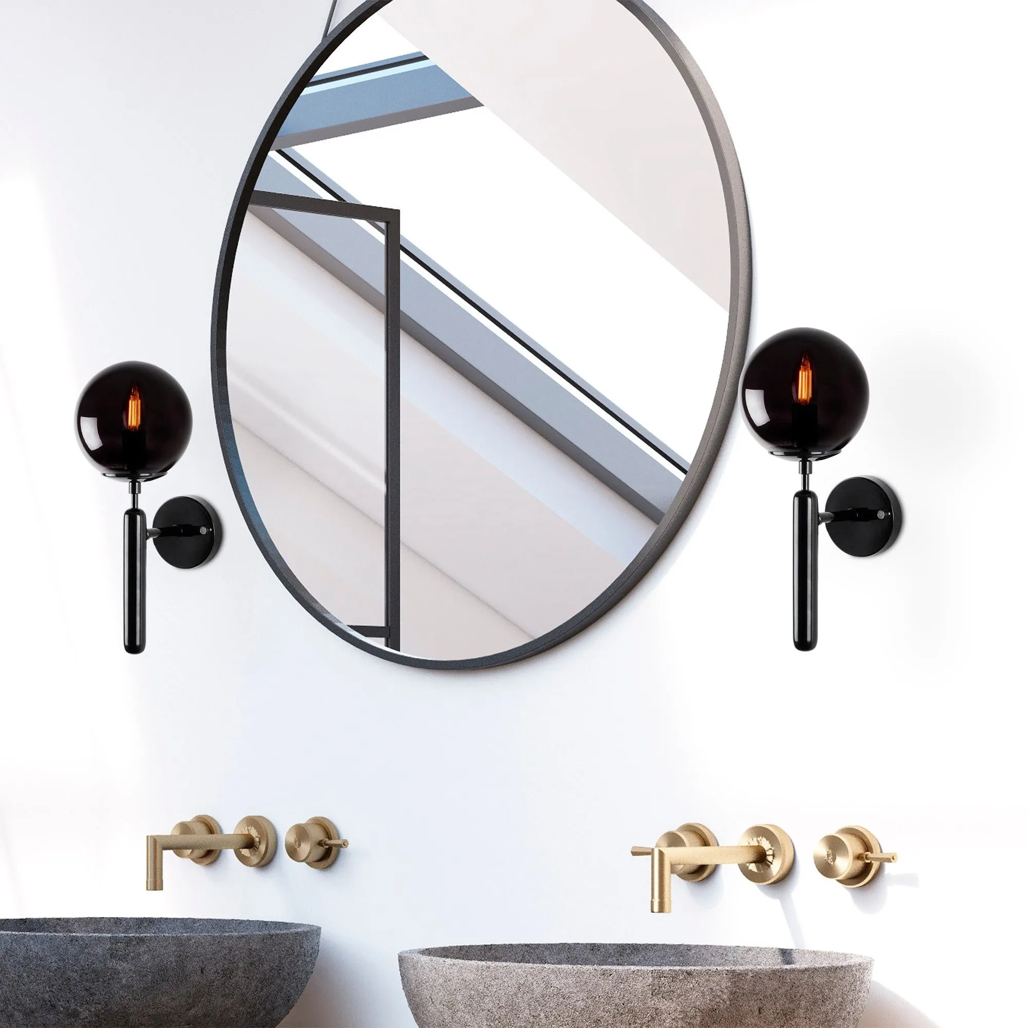 Fulgor Wall Lamp | Body Metal | Glass Cap | Size : 15 x 20 x 40 cm | Black