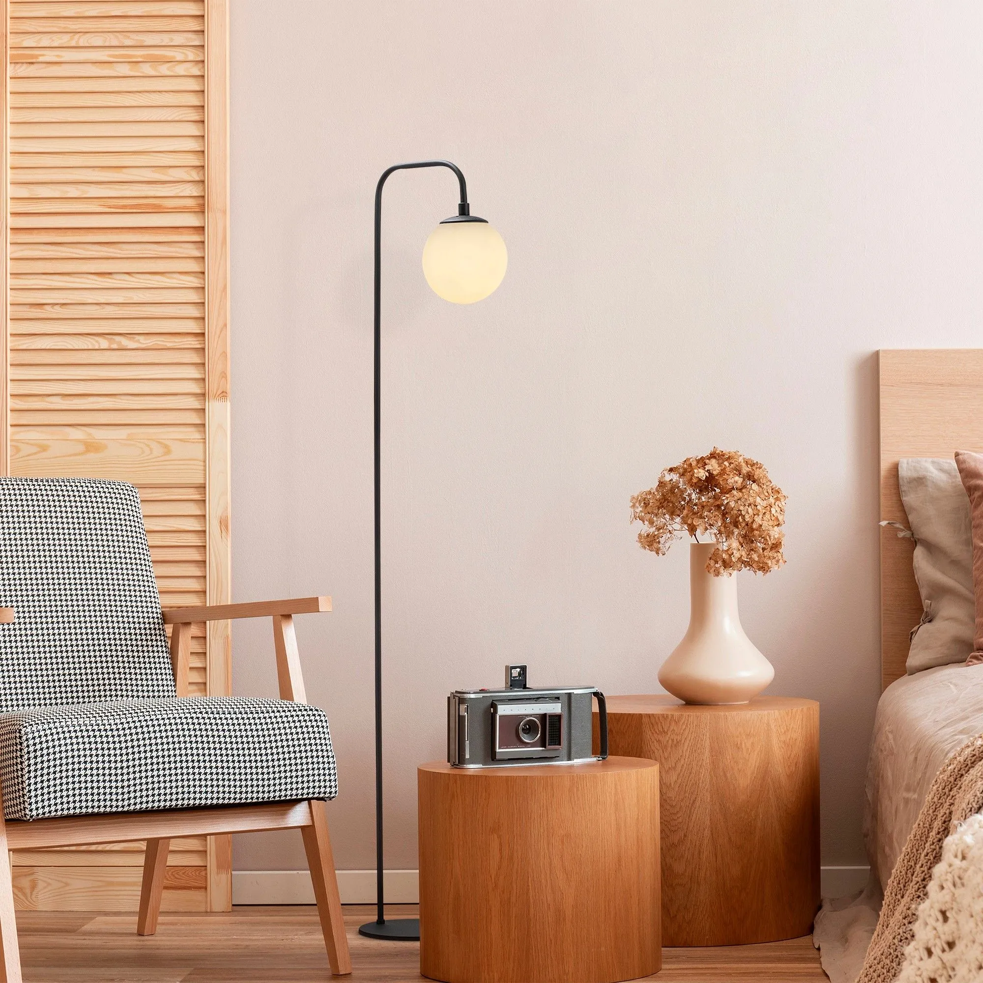 Viran Lampadaire | CORPS EN MÉTAL | Noir, Crème