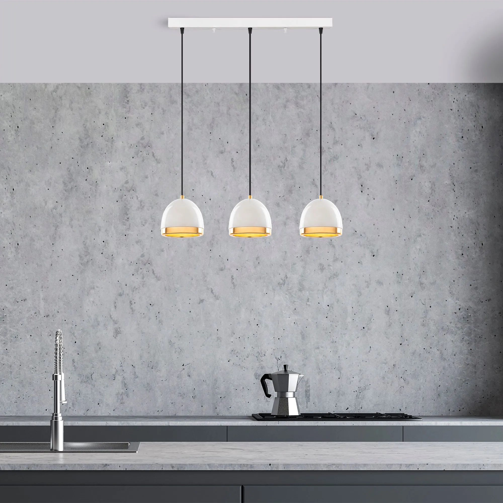 Lustre Fulgor en métal | Hauteur réglable | Or blanc