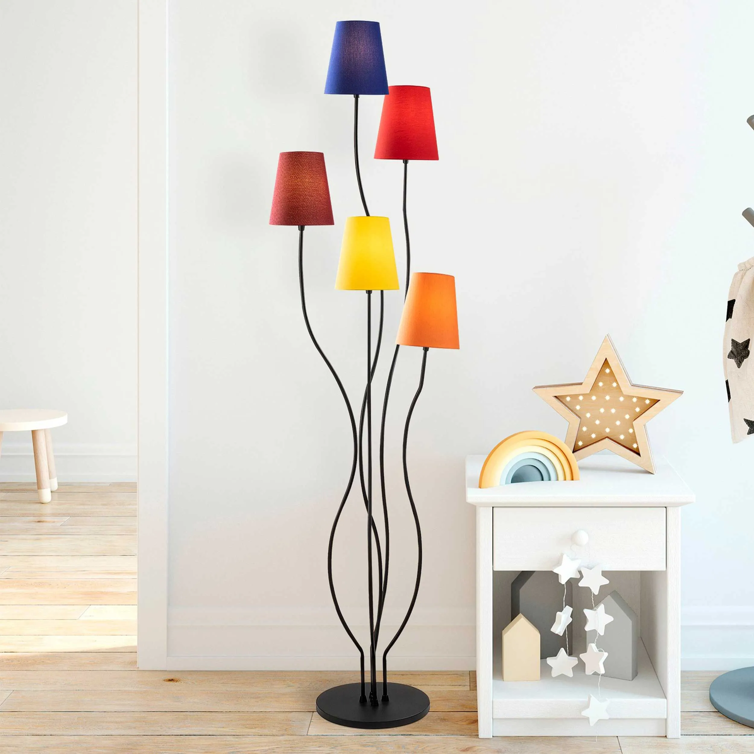 Fulgor Lampadaire | Corps en métal | Capuchon en tissu | Multicolore