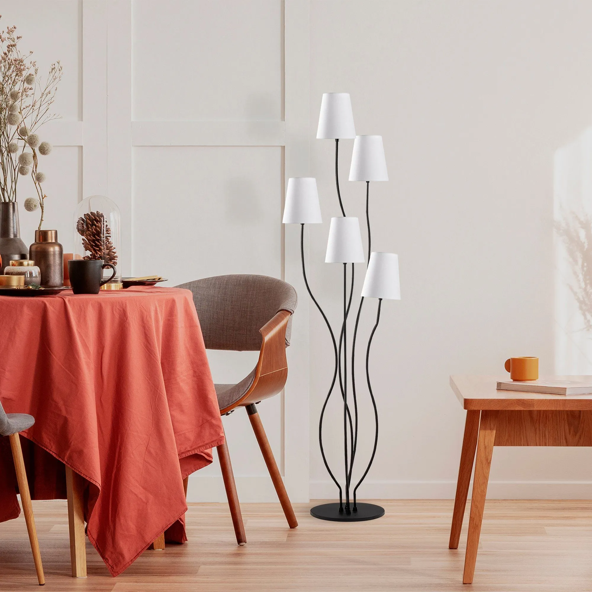 Fulgor Lampadaire | Corps en métal, capuchon en tissu | 44x44x160 cm