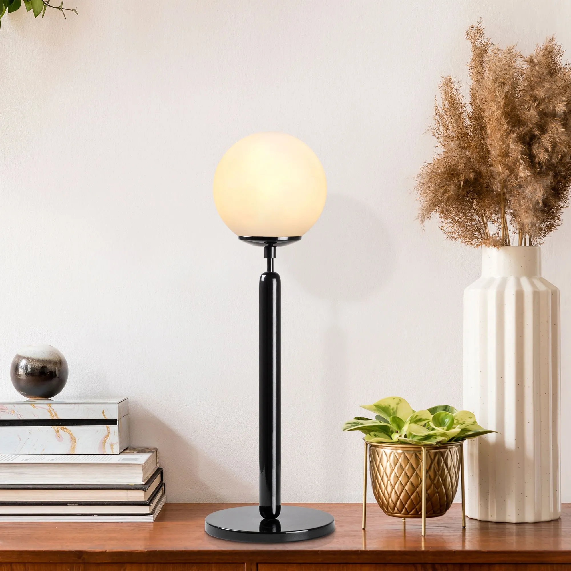 King Lampe de table | CORPS EN MÉTAL | Noir, Crème