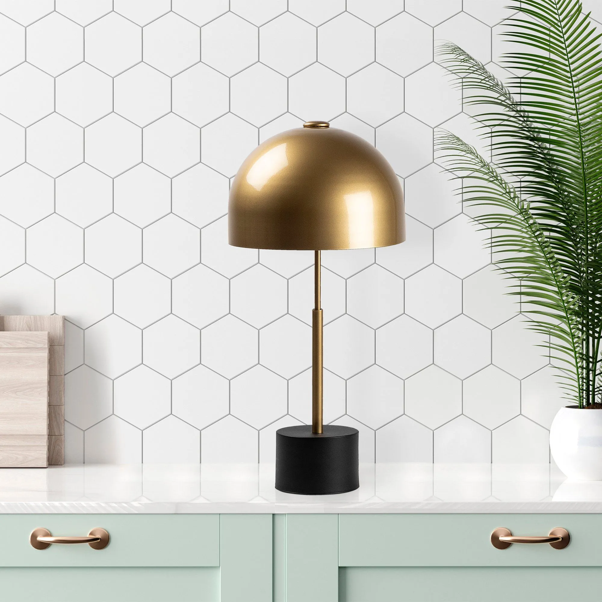 Mixed Lampe de table | Corps en métal | Noir, style antique